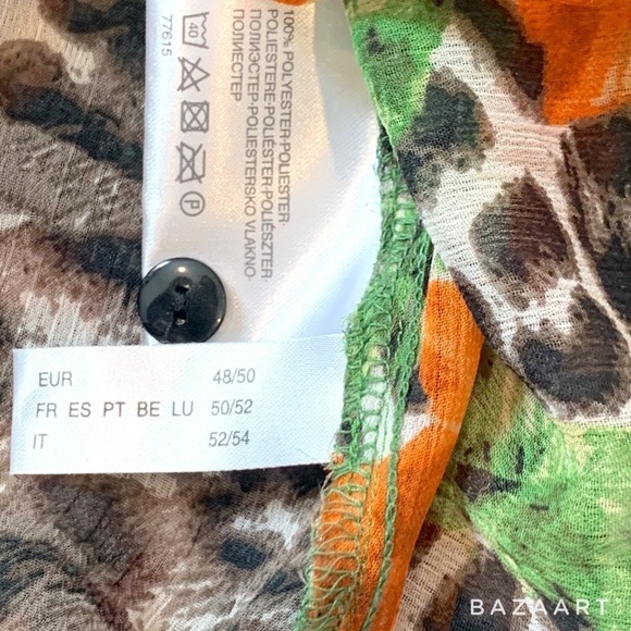 Canda C&A  Sheer Women Blouse Leopard print 3/4 Sleeves Sz:  US 2XL/EU 50-52 - Picture 4 of 5